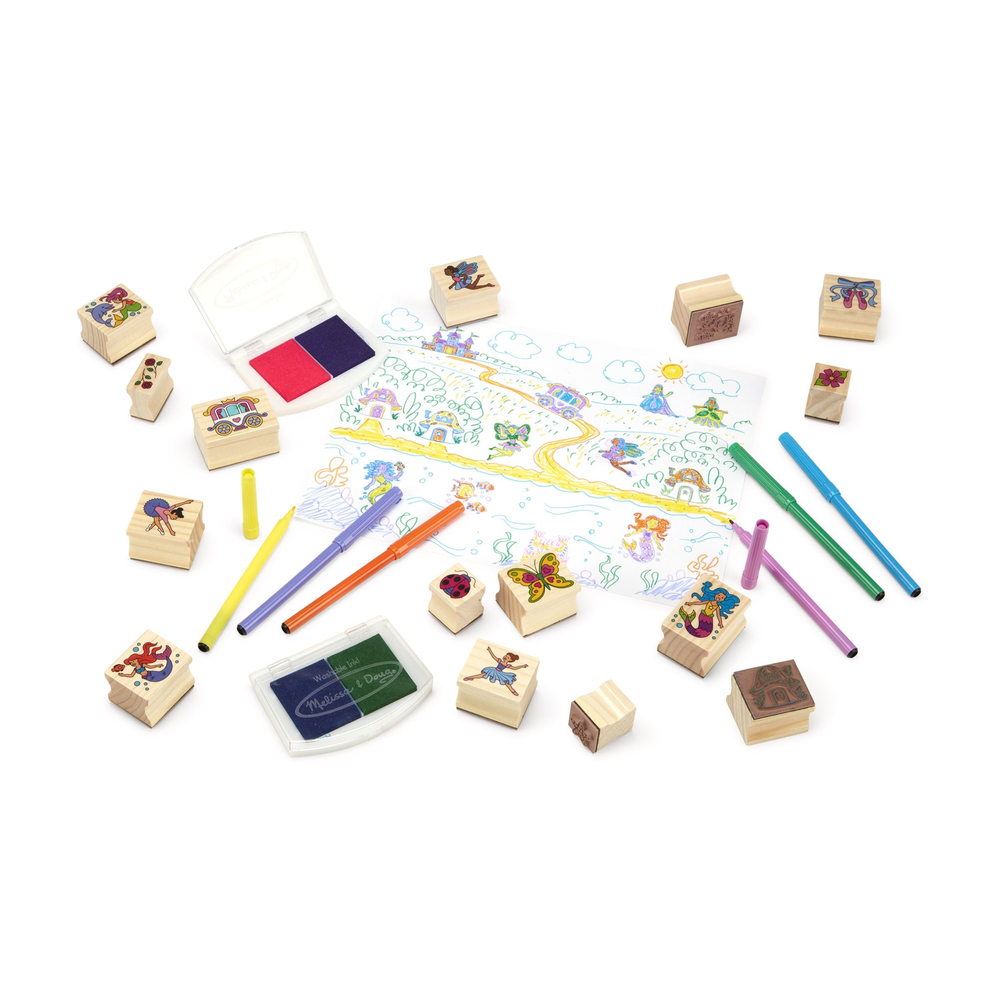 Melissa & Doug Deluxe Wooden Stamp Set - Fairy Tale
