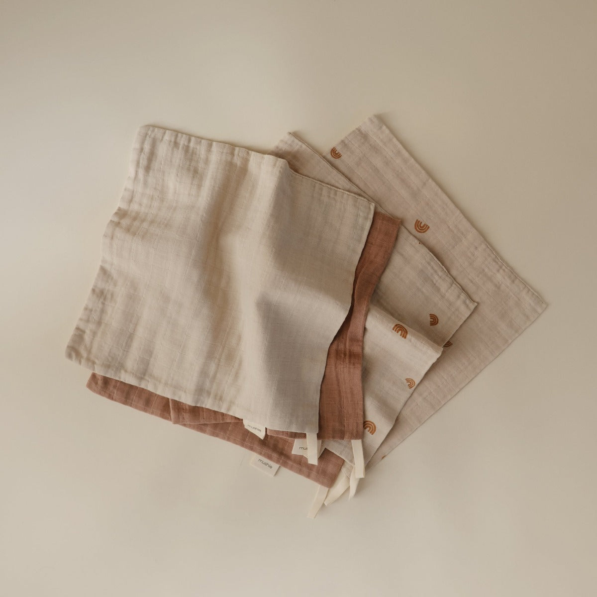 Mushie Cotton Washcloth, 5pk (2 Designs)