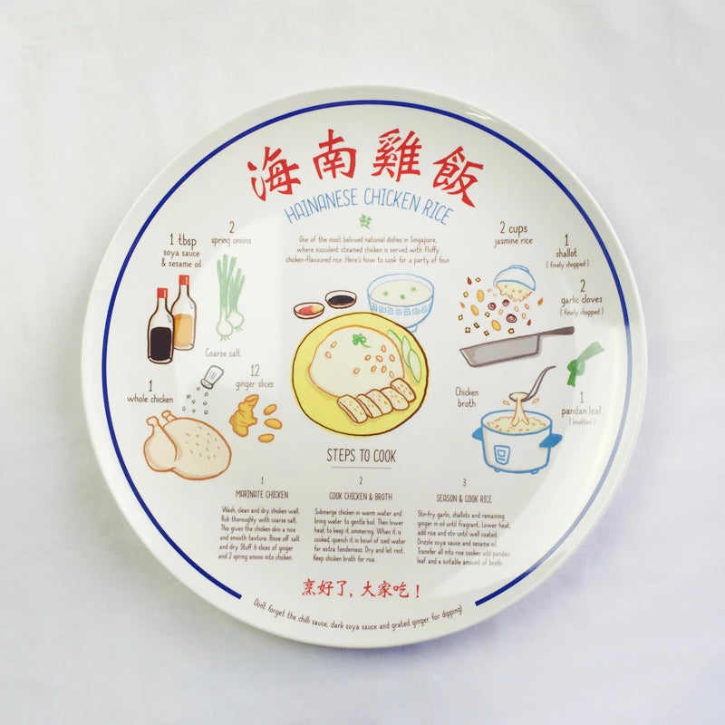 Red Republic Local Foods Recipe Plastic Plate - Hainanese Chicken Rice