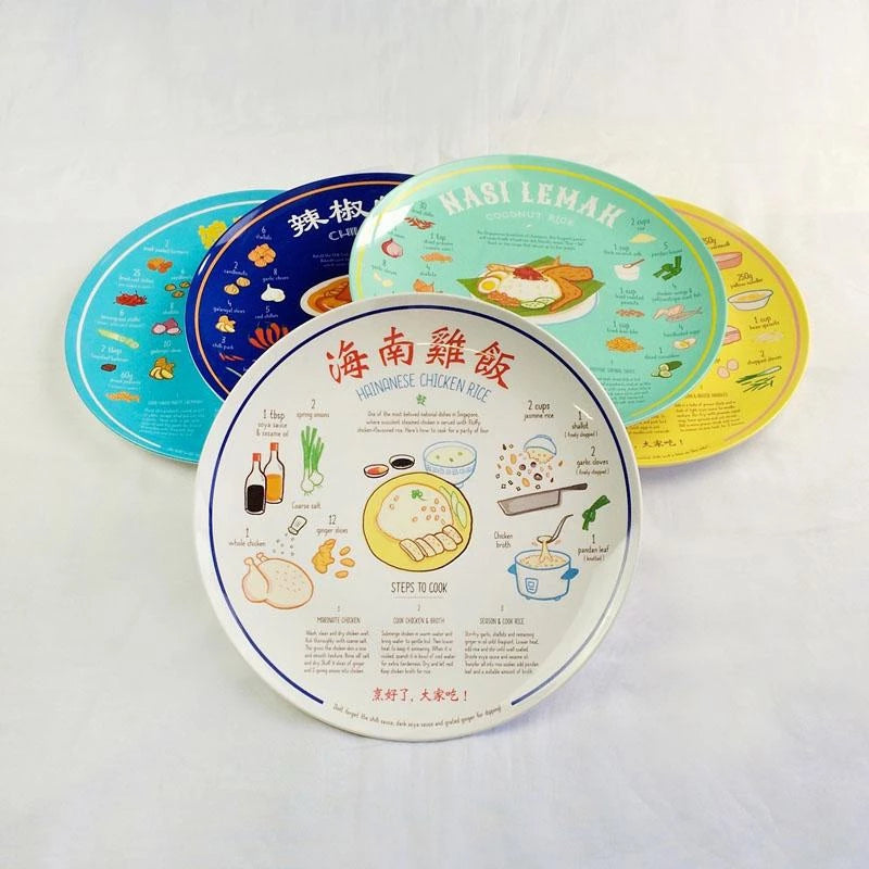 Red Republic Local Foods Recipe Plastic Plate - Hainanese Chicken Rice