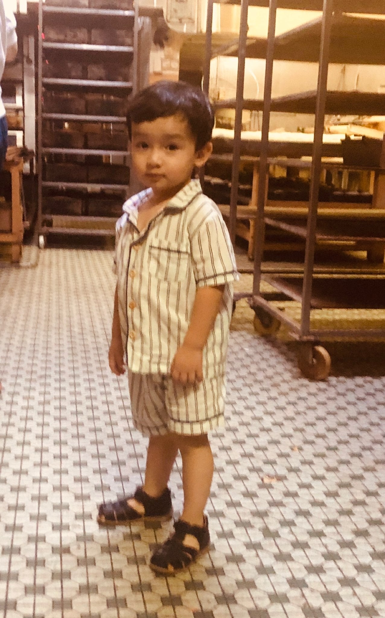 Retro Striped Cotton Pajamas - Toddler (White)
