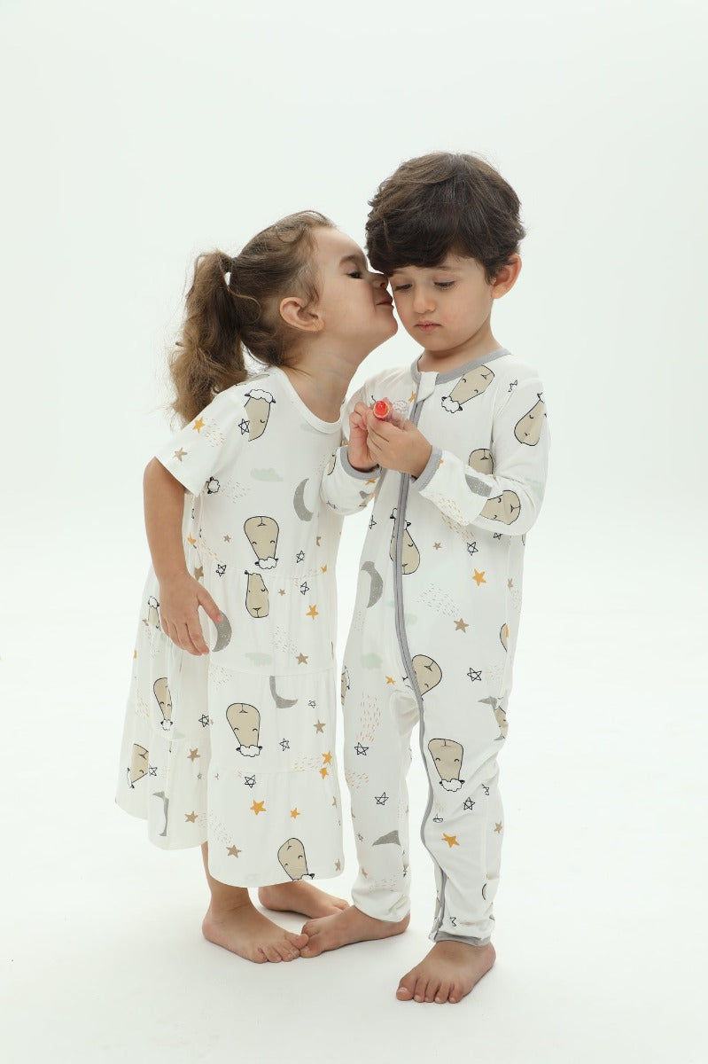 Baa Baa Sheepz Baby Zip Romper - Goodnight Baa Baa White (4 Sizes)