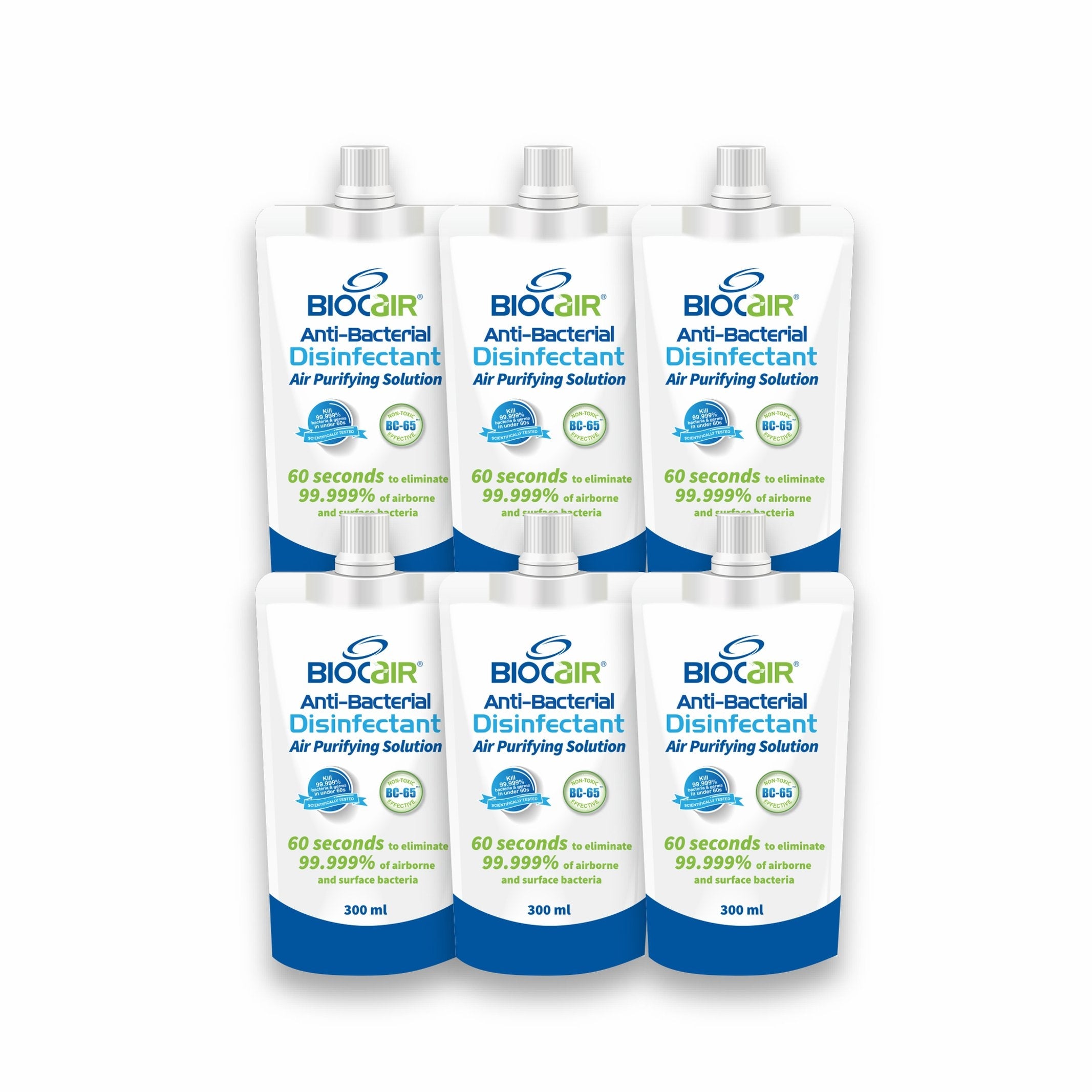 Biocair BC-65 Disinfectant Air Purifying Solution (6x300ml) - For Automobile - exp 05/26