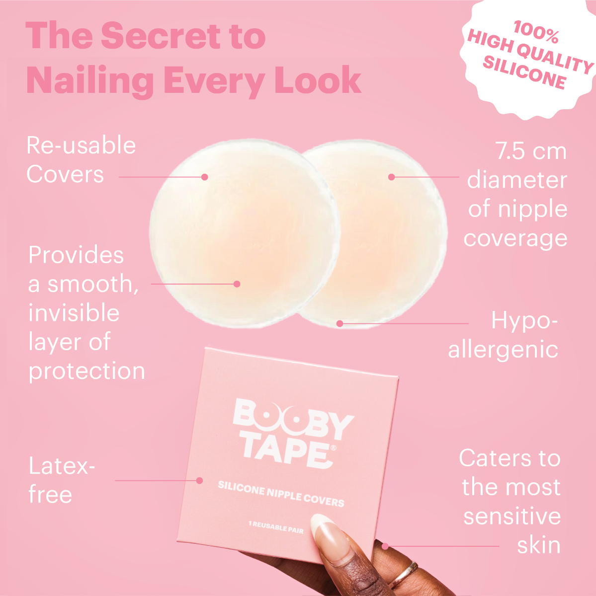 Booby Tape Silicone Nipple Covers, 1 Pair