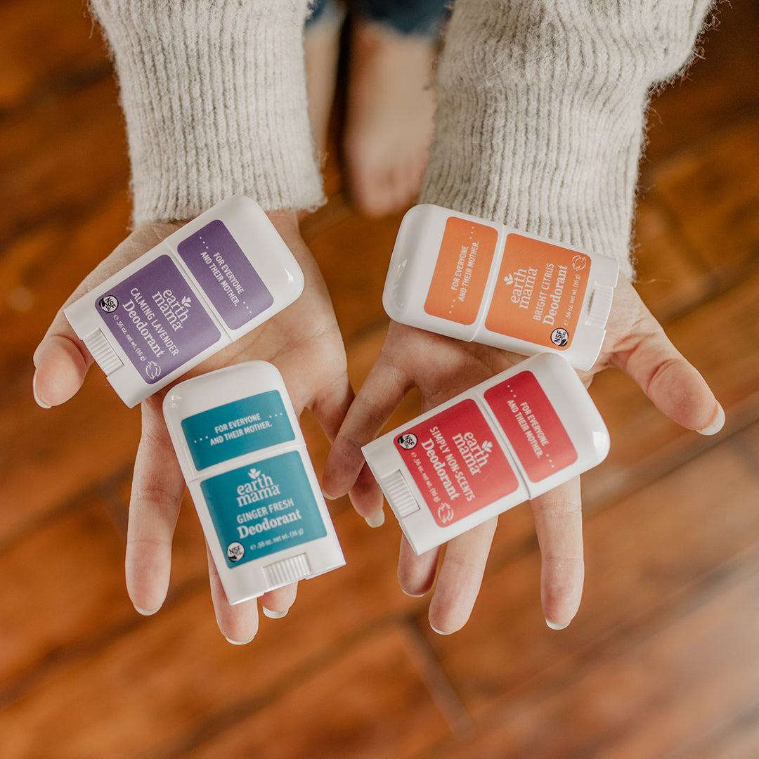 Earth Mama Mini Deodorant, 4 x 15g (New Formula) - Exp 05/26