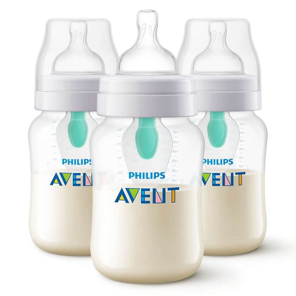 Philips Avent Anti-Colic Milk Baby Bottle with AirFree Vent, 9oz (3pk)