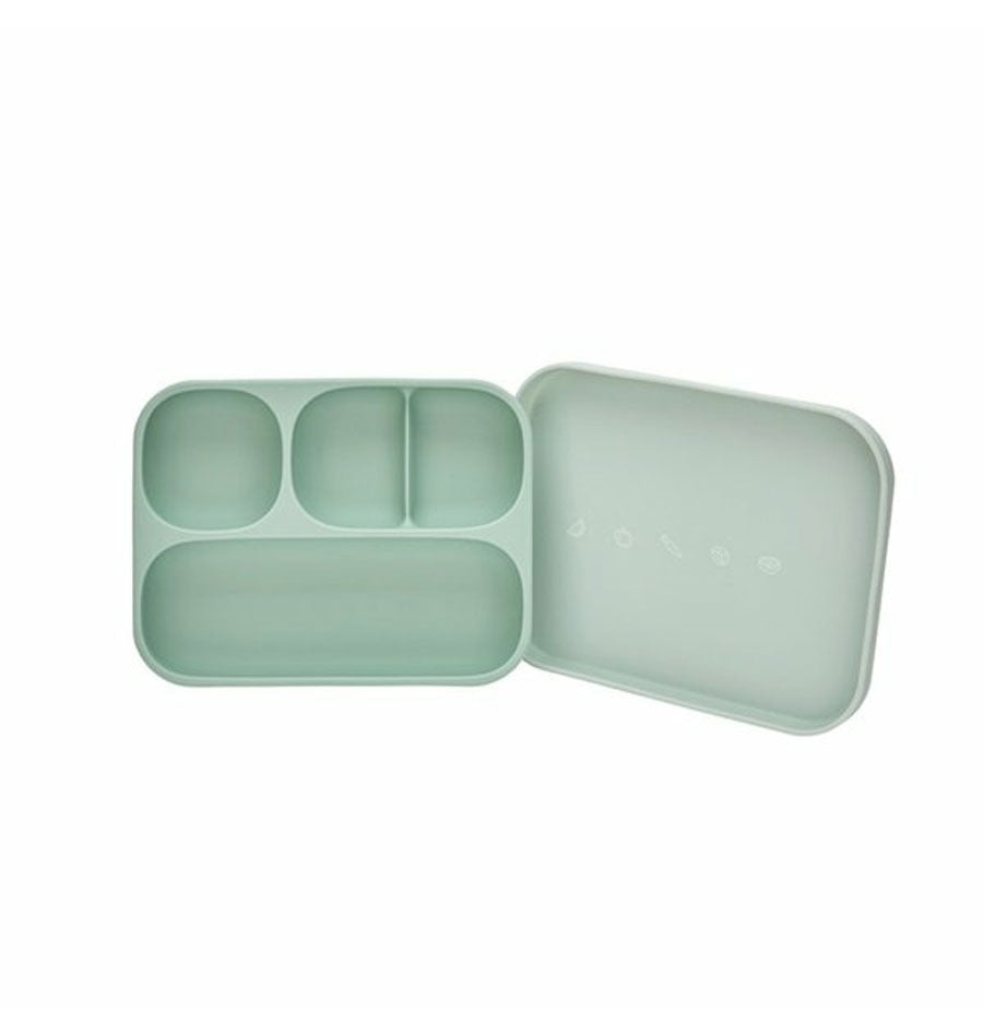 Moyuum Divided Silicone Tray Suction Plate with Lid - 3 Colours - Pupsik Singapore