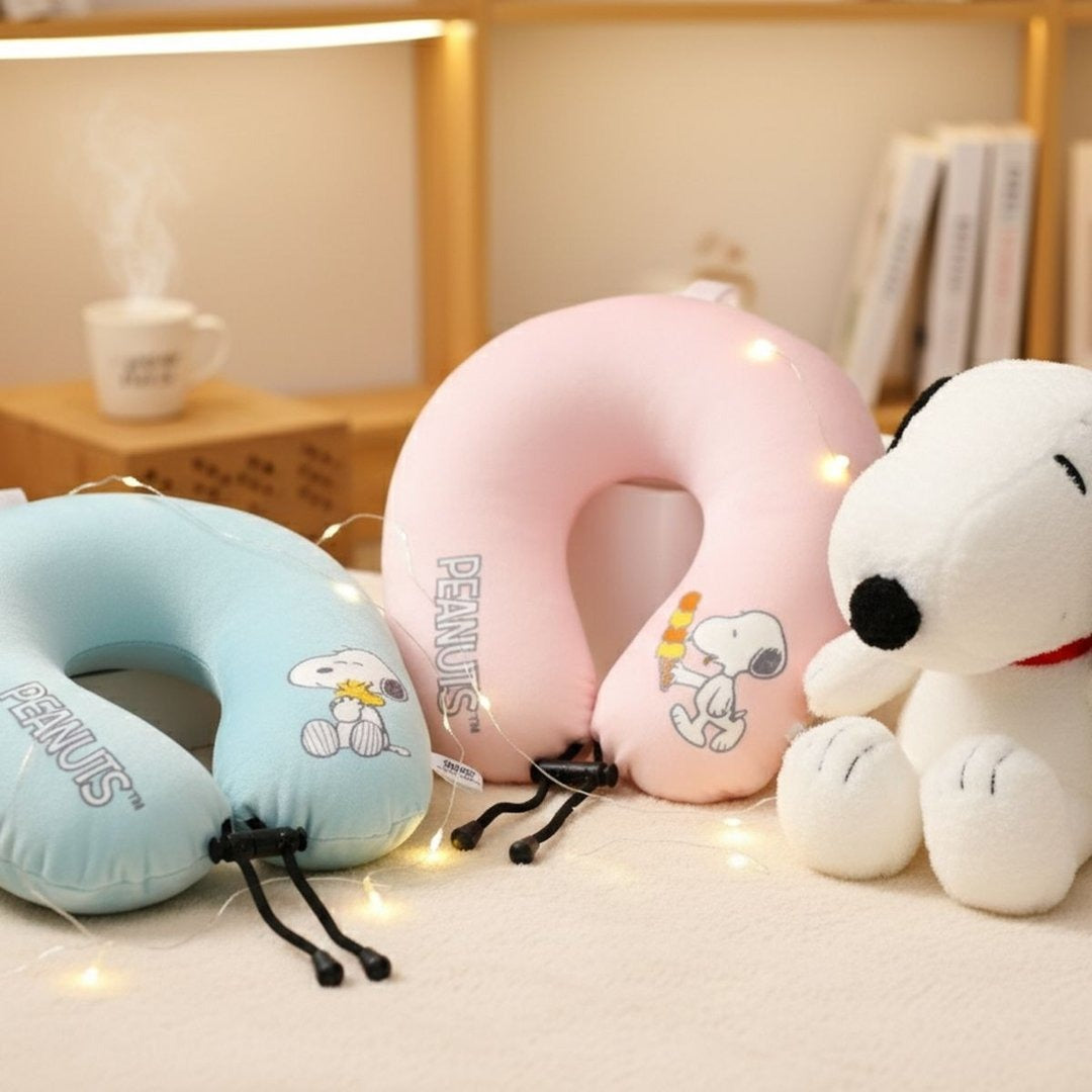 Peanuts x VIPO Snoopy Two-Way Convertible Neck Pillow and Plush - Grey/Blue