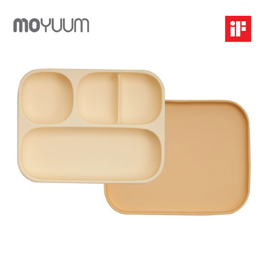 Moyuum Divided Silicone Tray Suction Plate with Lid - 3 Colours - Pupsik Singapore