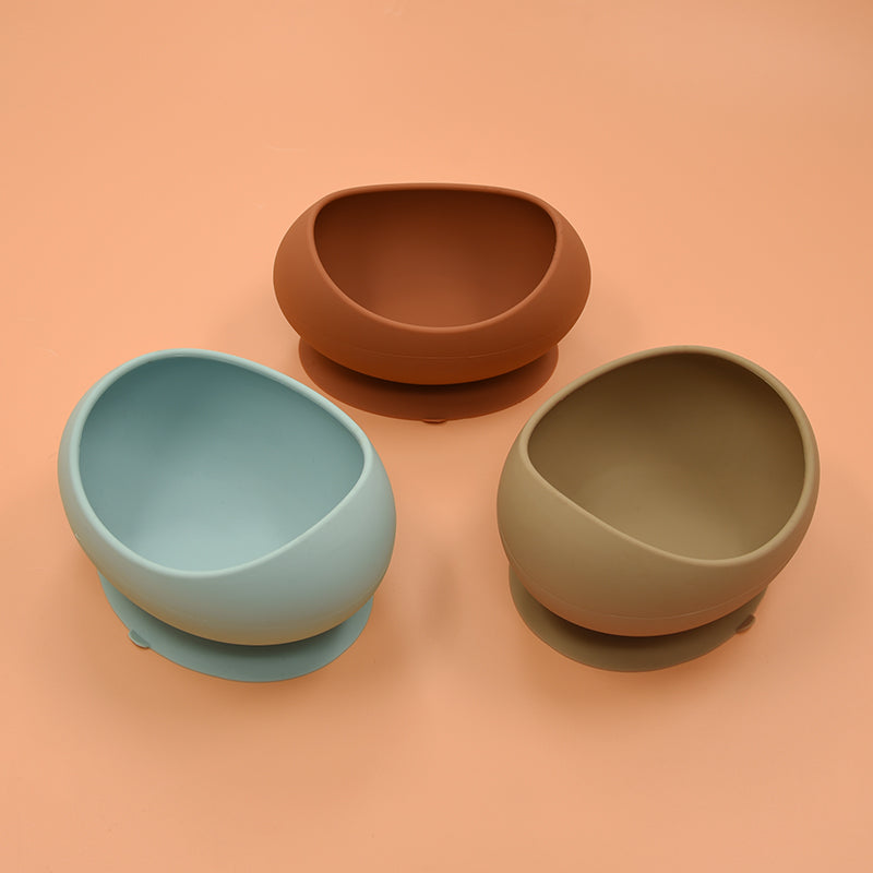 Biomom Baby Silicone Oval Suction Bowl - Dusty Rose