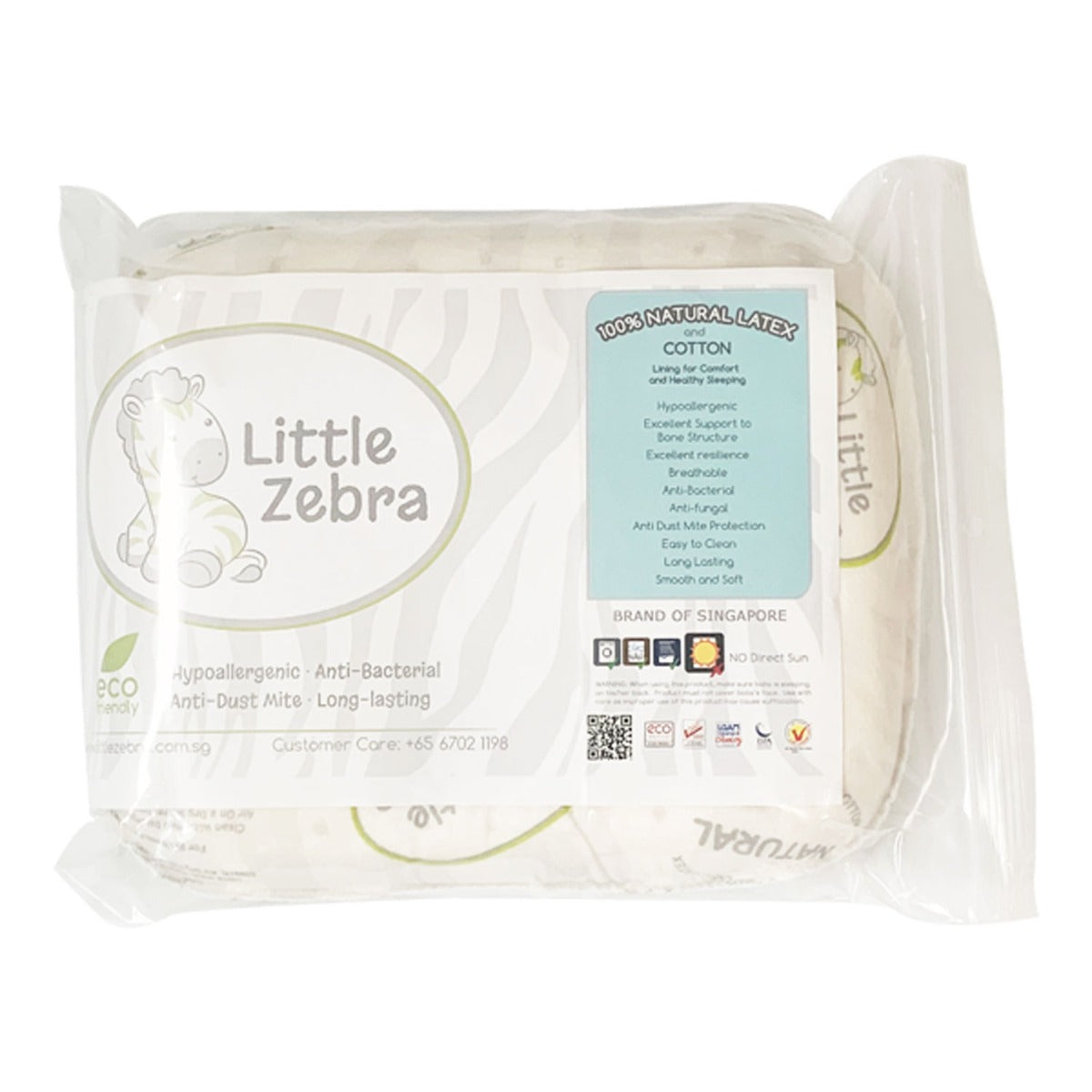 Little Zebra Latex Newborn Central Hollow Pillow (22 x 26.5cm)