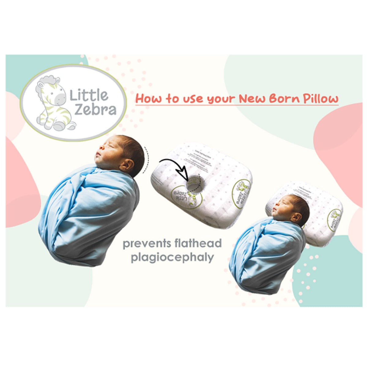 Little Zebra Latex Newborn Central Hollow Pillow (22 x 26.5cm)