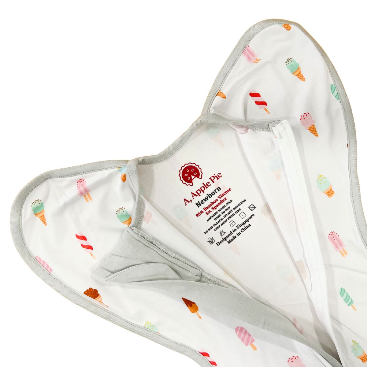 A, Apple Pie Bamboo Swaddle Wearable Blanket - Popsicle Dream (3 Sizes)