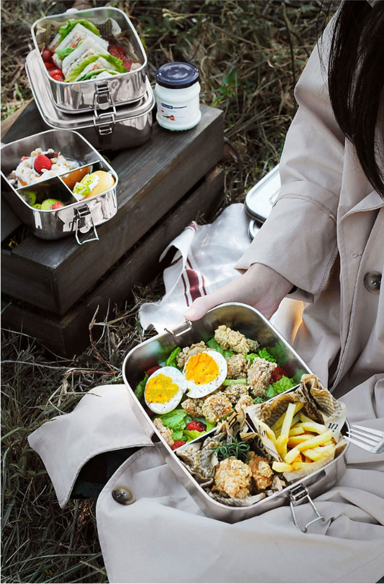 Biomom Stainless Steel Lunch Box, 1200ml - Silver