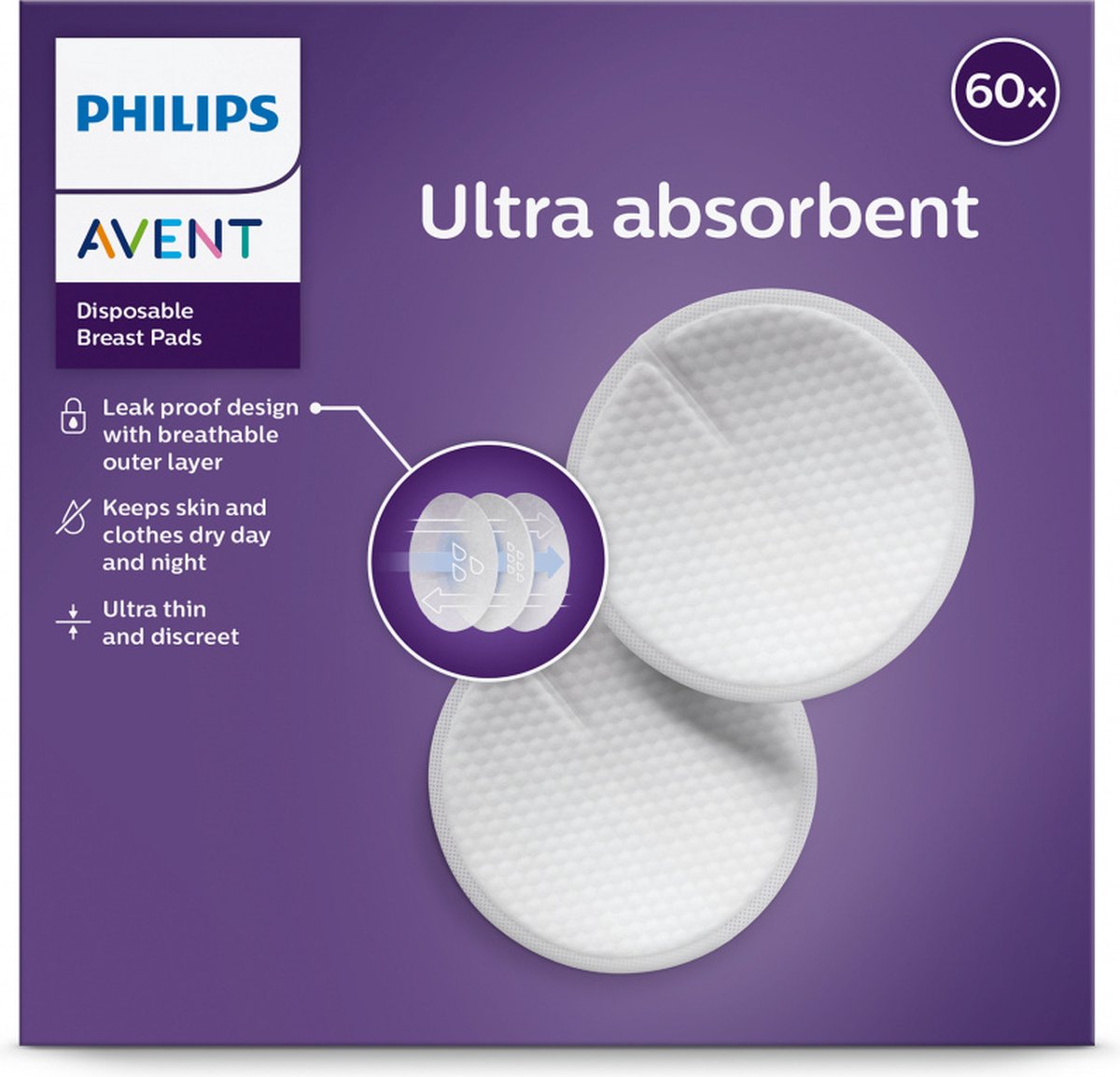 Philips Avent Ultra Comfort Disposable Breast Pads, 60pcs