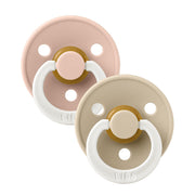 Bibs Glow in The Dark Round Pacifier (2pk) - Blush/Vanilla (2 Sizes) - Made in Denmark/EU
