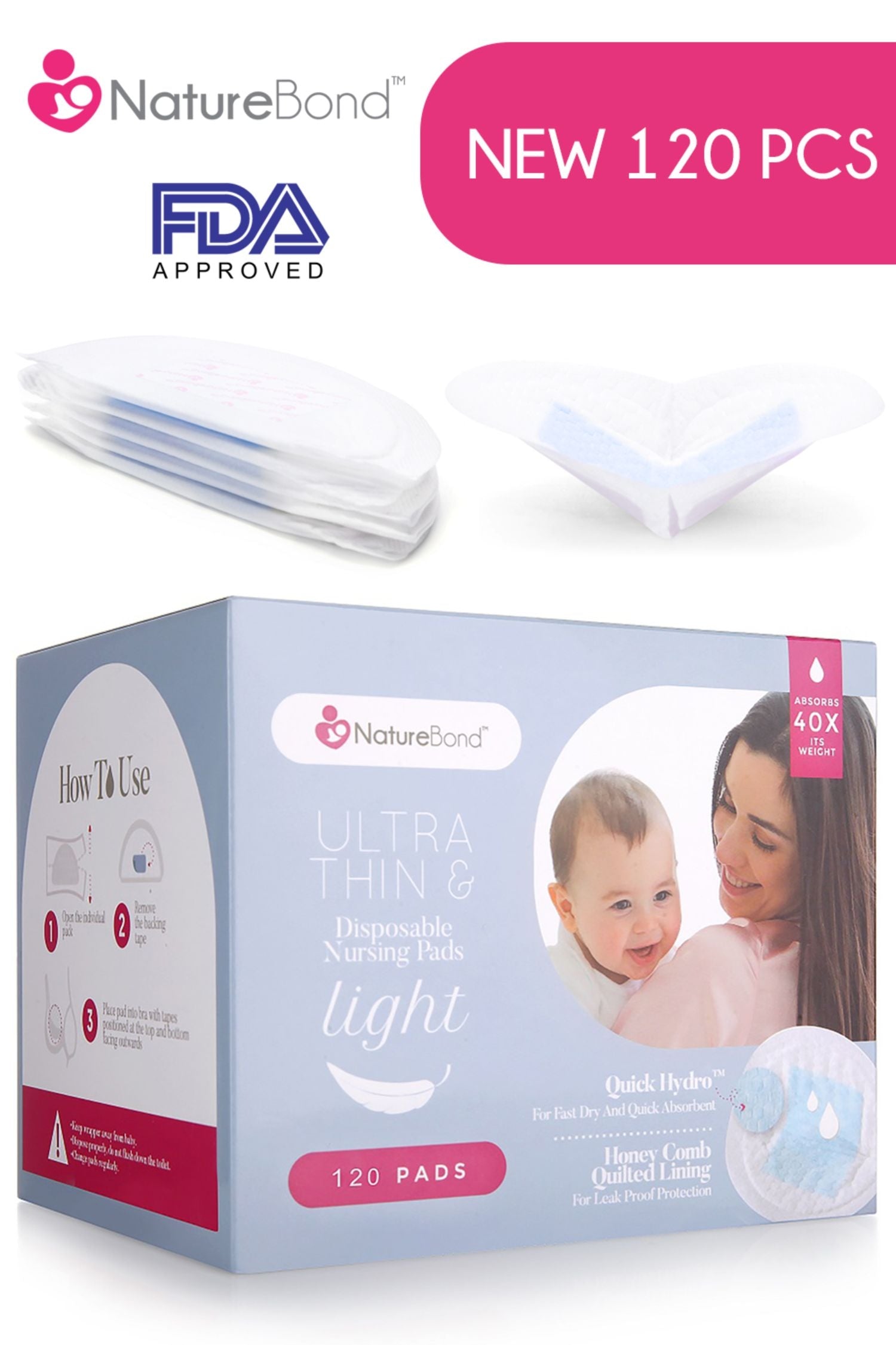 NatureBond Ultra Thin Disposable Nursing Breast Pads (120pads)