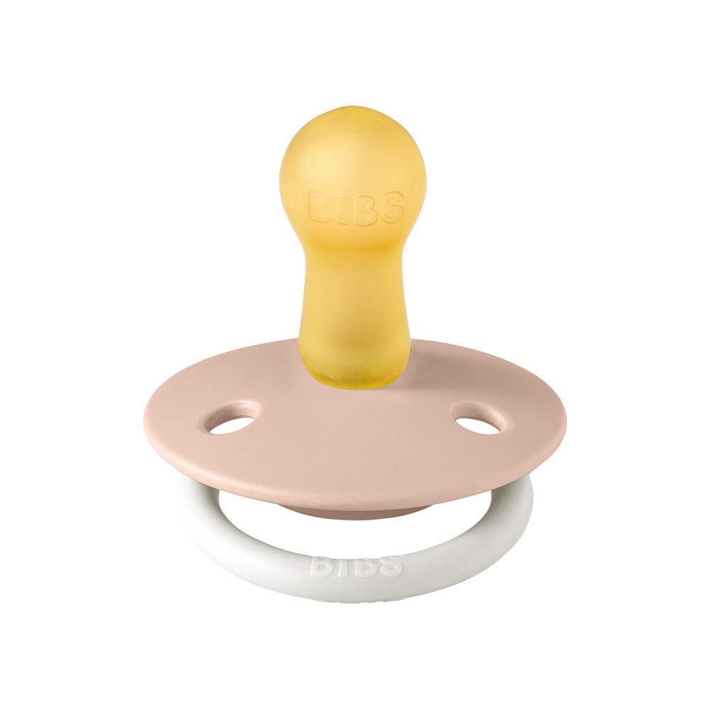 Bibs Glow in The Dark Round Pacifier (2pk) - Blush/Vanilla (2 Sizes) - Made in Denmark/EU
