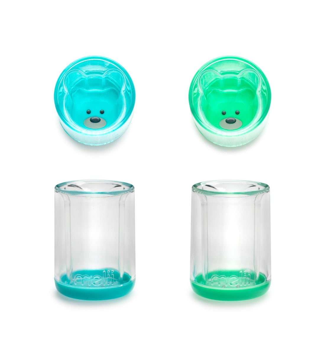Melii Double-Walled Bear Cup 145ml, 2pk - Blue Mint
