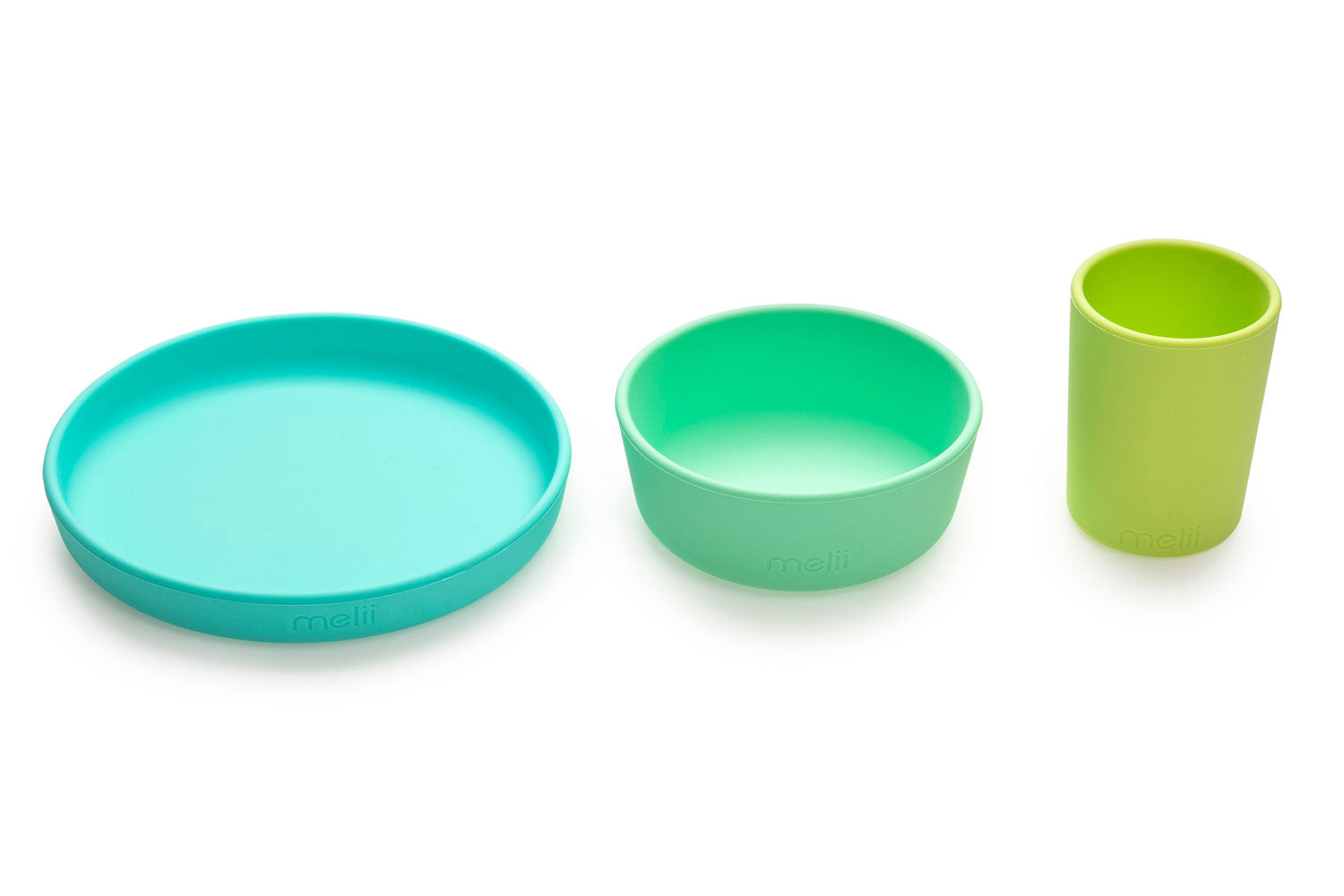 Melii 3-Piece Silicone Meal Set - Lime, Mint & Blue
