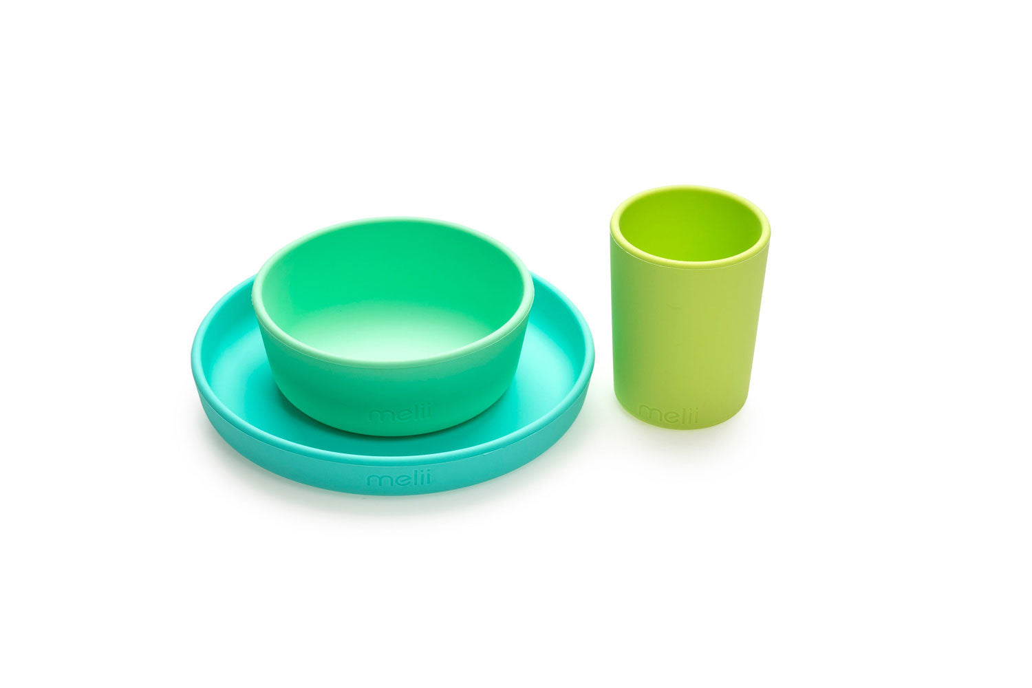 Melii 3-Piece Silicone Meal Set - Lime, Mint & Blue