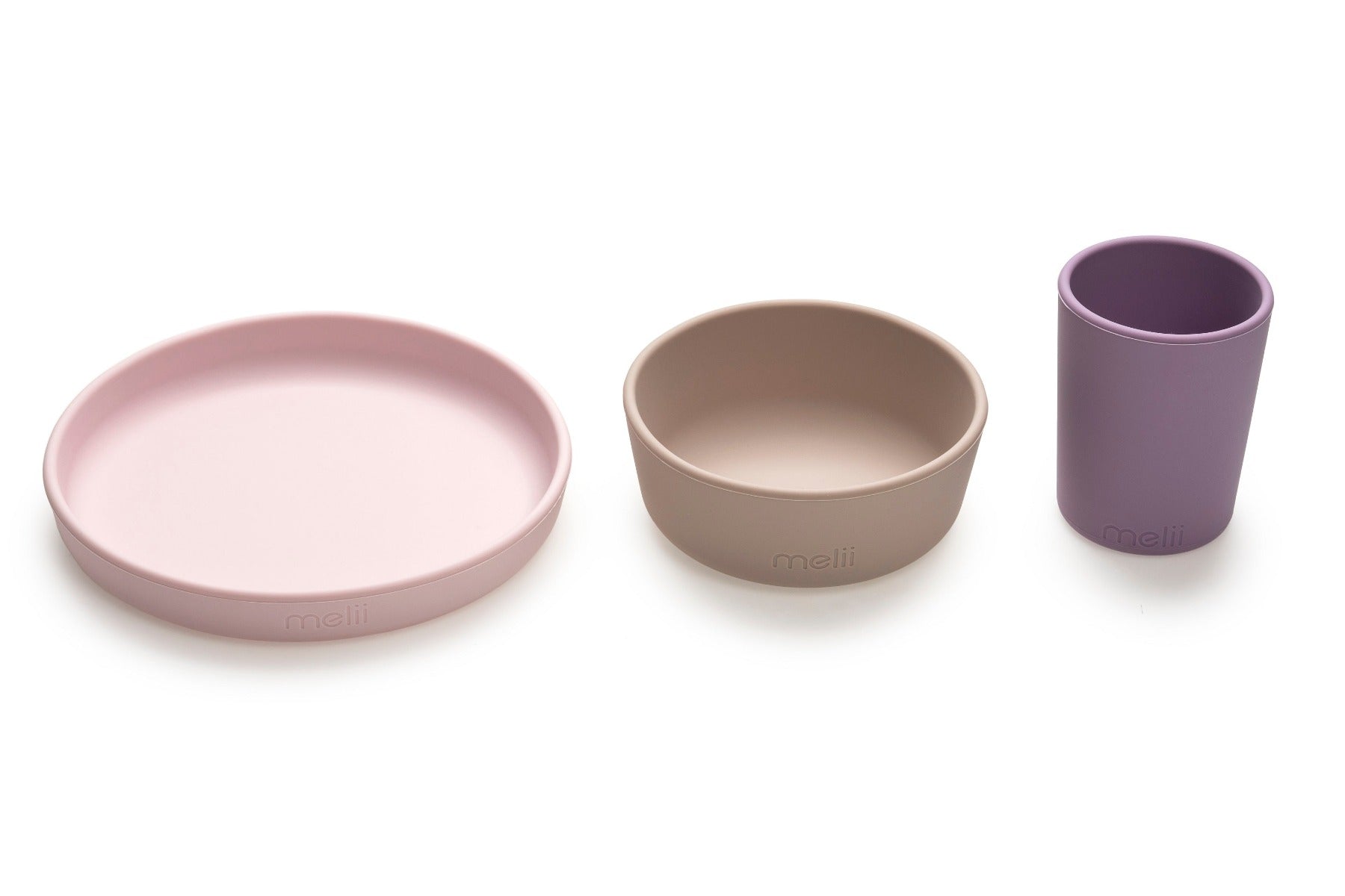 Melii 3-Piece Silicone Meal Set - Purple, Grey Pink