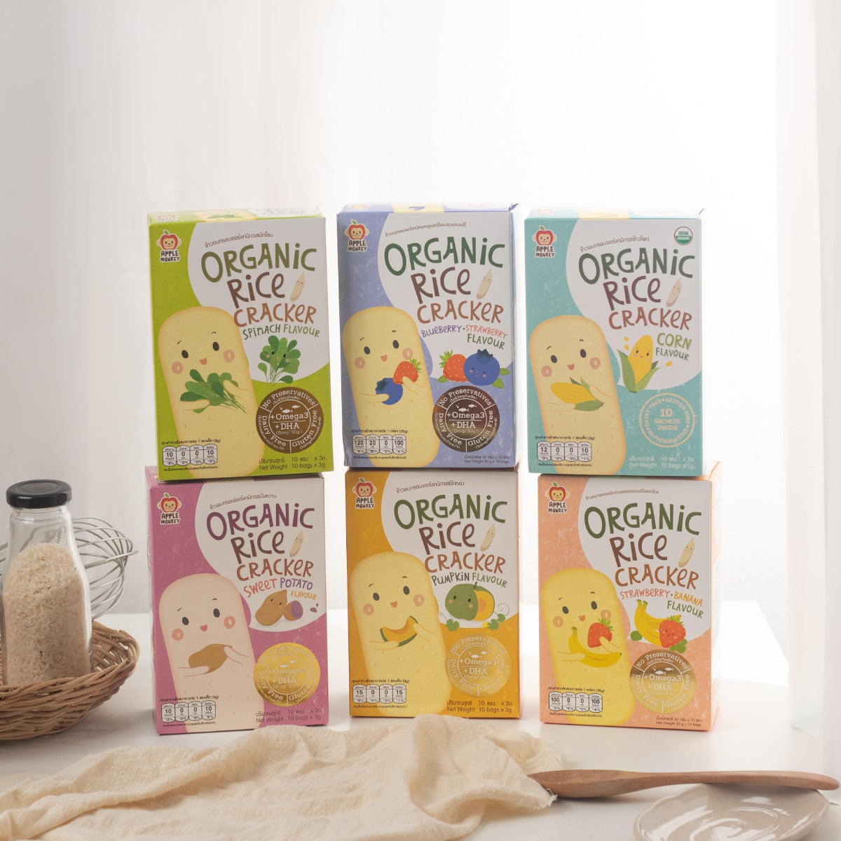 Apple Monkey Organic Rice Cracker with DHA, 2pk x 30g - Pumpkin (Exp 01/26)