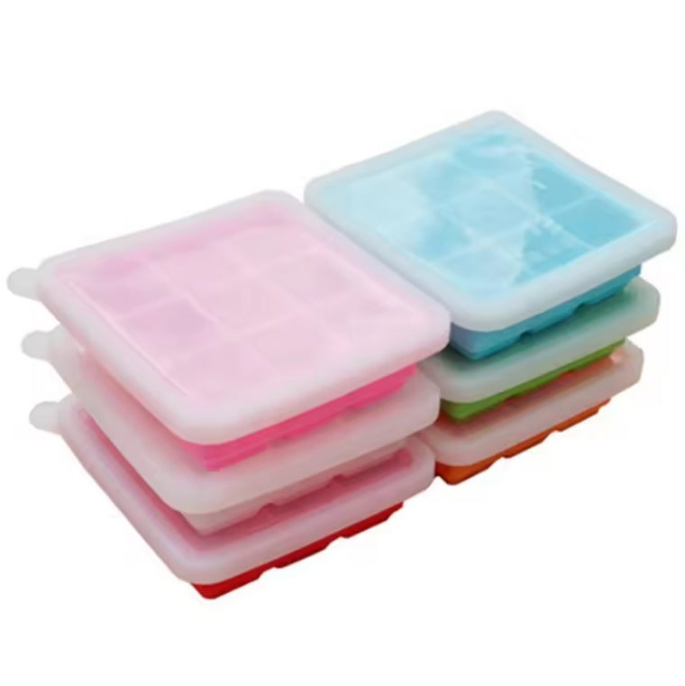 Biomom Pop N Go Silicone Food Portion Freezer Tray with Lid, 9 x 32ml (5 Colors)