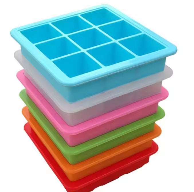 Biomom Pop N Go Silicone Food Portion Freezer Tray with Lid, 9 x 32ml (5 Colors)