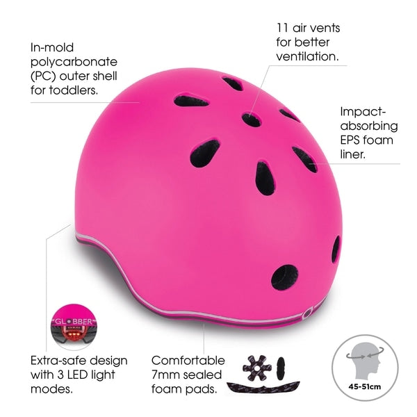 Globber Toddler GO•UP Lights Helmet - XXS/XS (9 Colours) - Pupsik Singapore