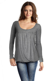 MEV Britney Bubble Long Sleeve Top - Heather Grey (2 Sizes)