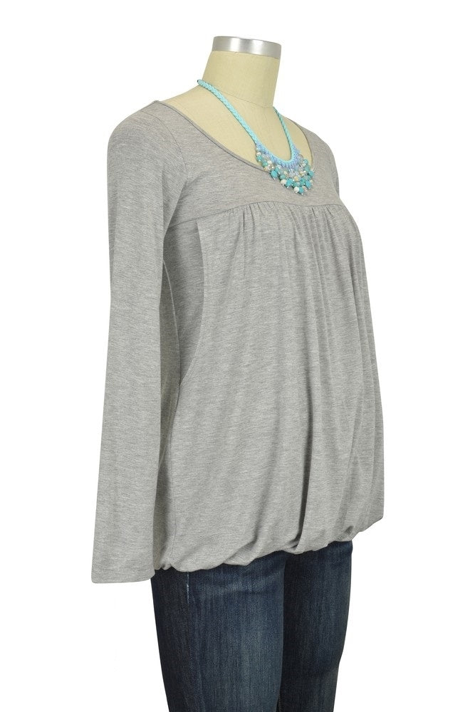 MEV Britney Bubble Long Sleeve Top - Heather Grey (2 Sizes)