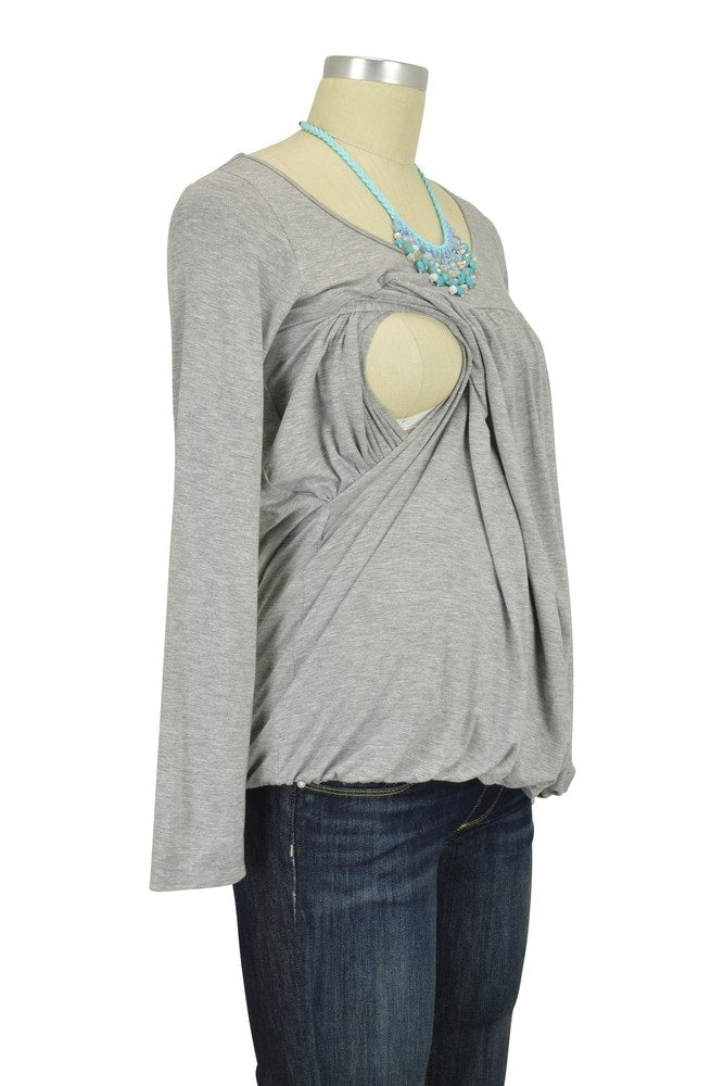 MEV Britney Bubble Long Sleeve Top - Heather Grey (2 Sizes)
