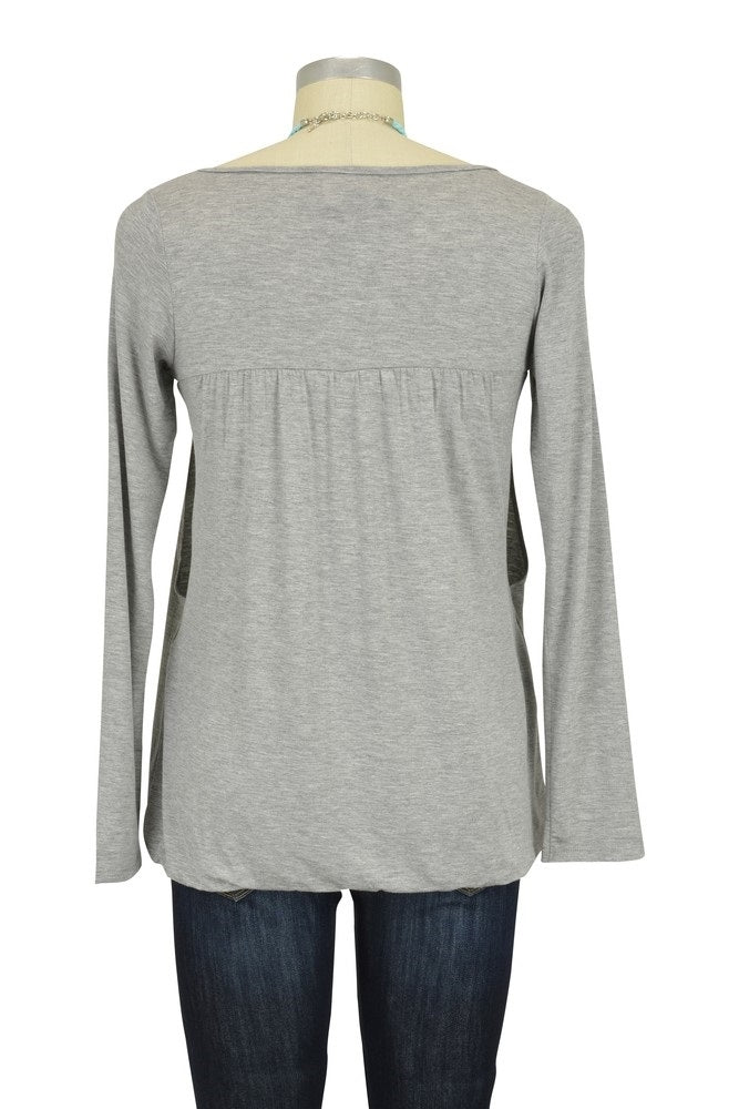 MEV Britney Bubble Long Sleeve Top - Heather Grey (2 Sizes)