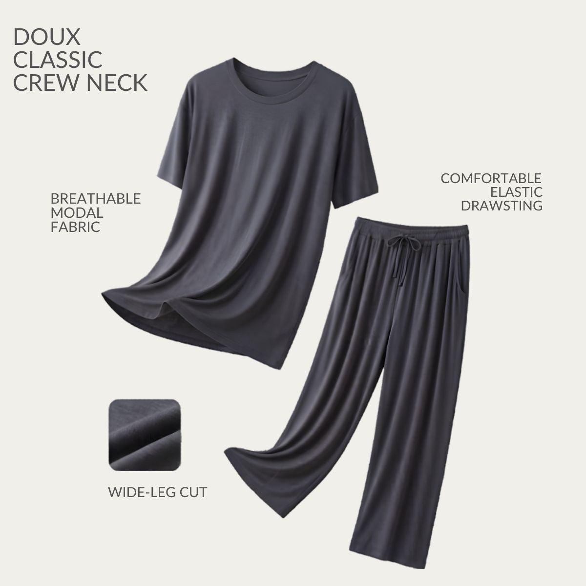 MPJ  Doux Men's Modal Lounge Set - Short Sleeves & Pants (3 Colours, 3 Sizes) - Pupsik Singapore