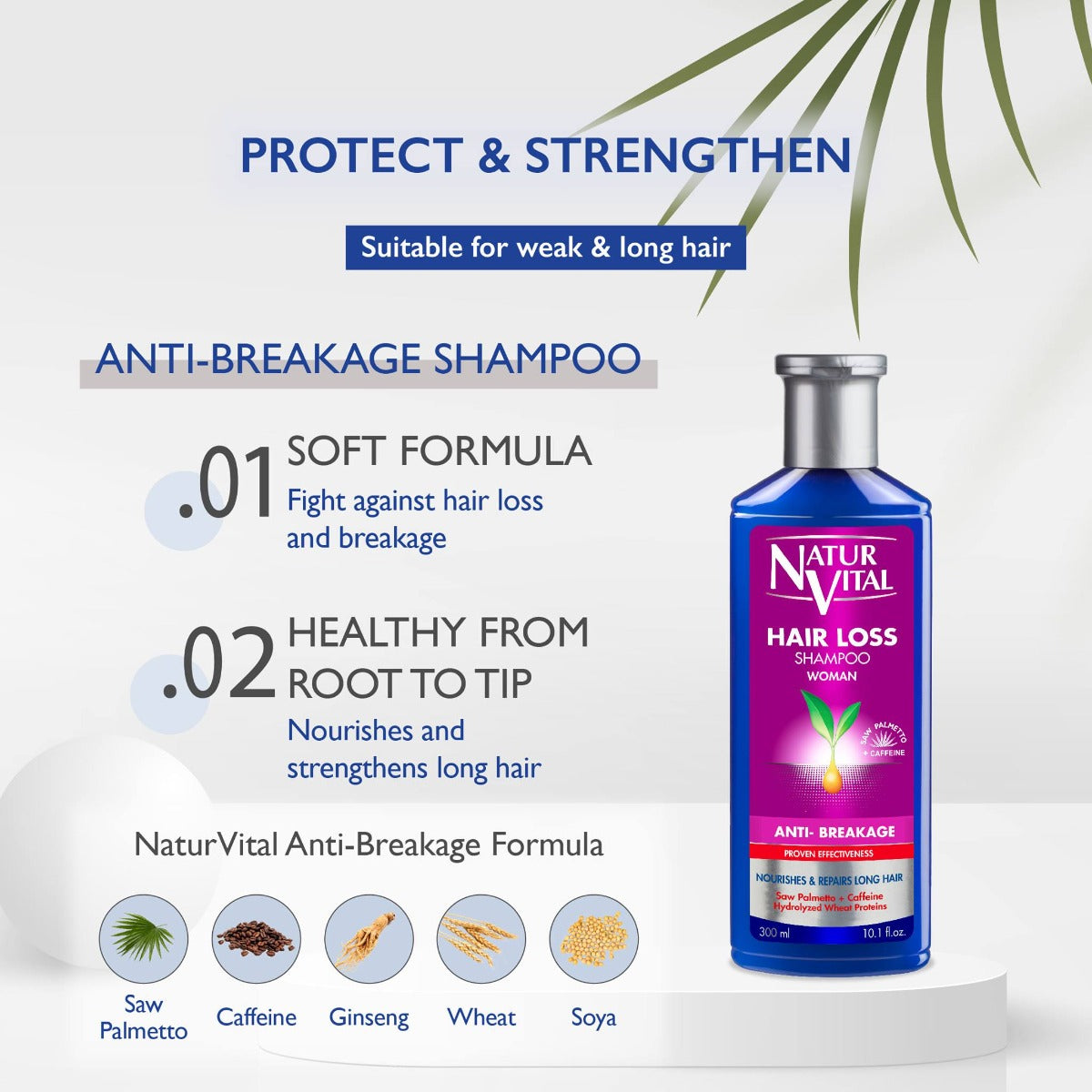 NaturVital Anti-Breakage Hair Loss Shampoo for Women, 300ml (Exp 07/28)