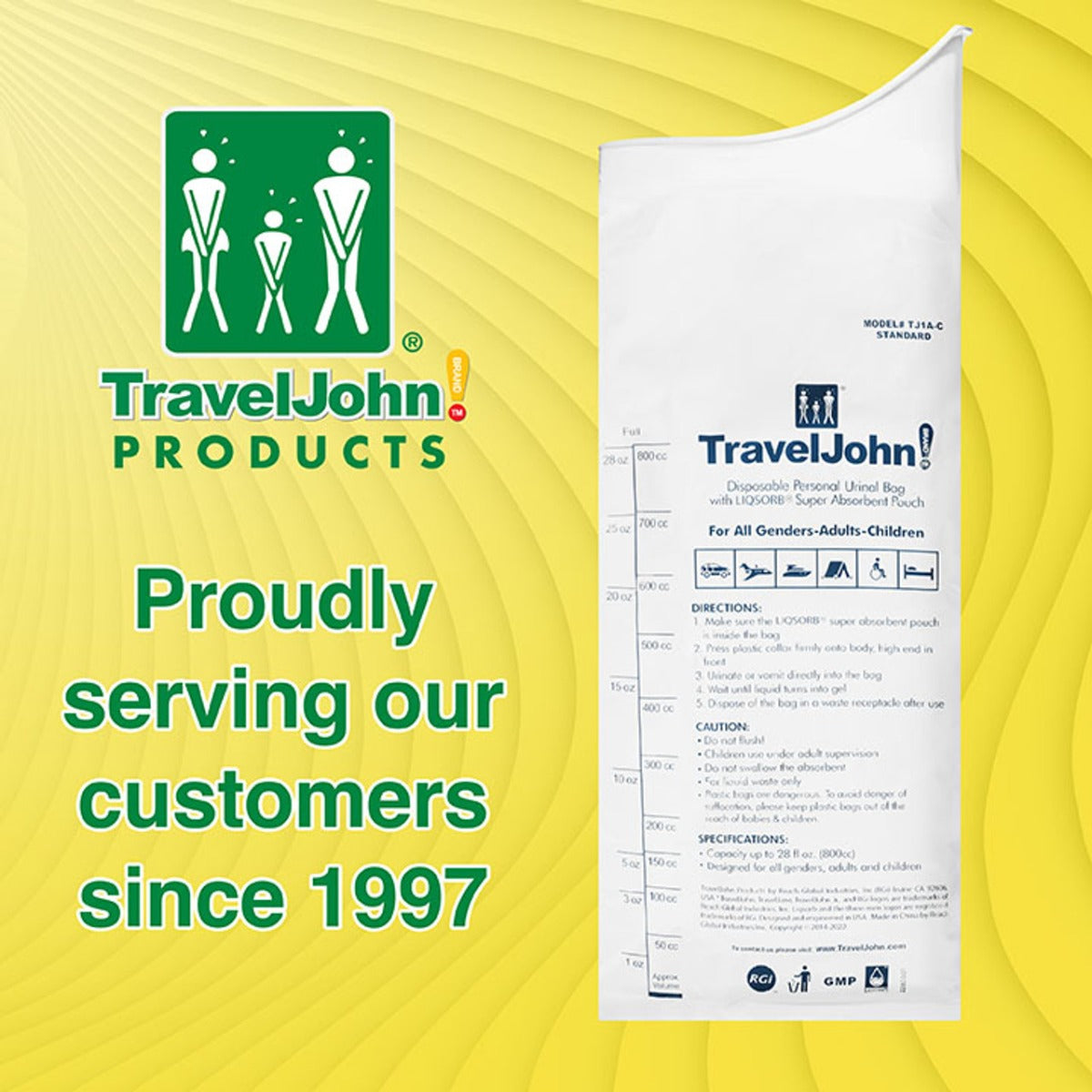 Travel John Disposable Urinal, 3-pack (TJ1A)