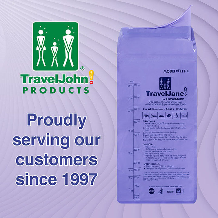 Travel Jane Disposable Urinal with Zip Resealable, 6-pack (TJ1T)