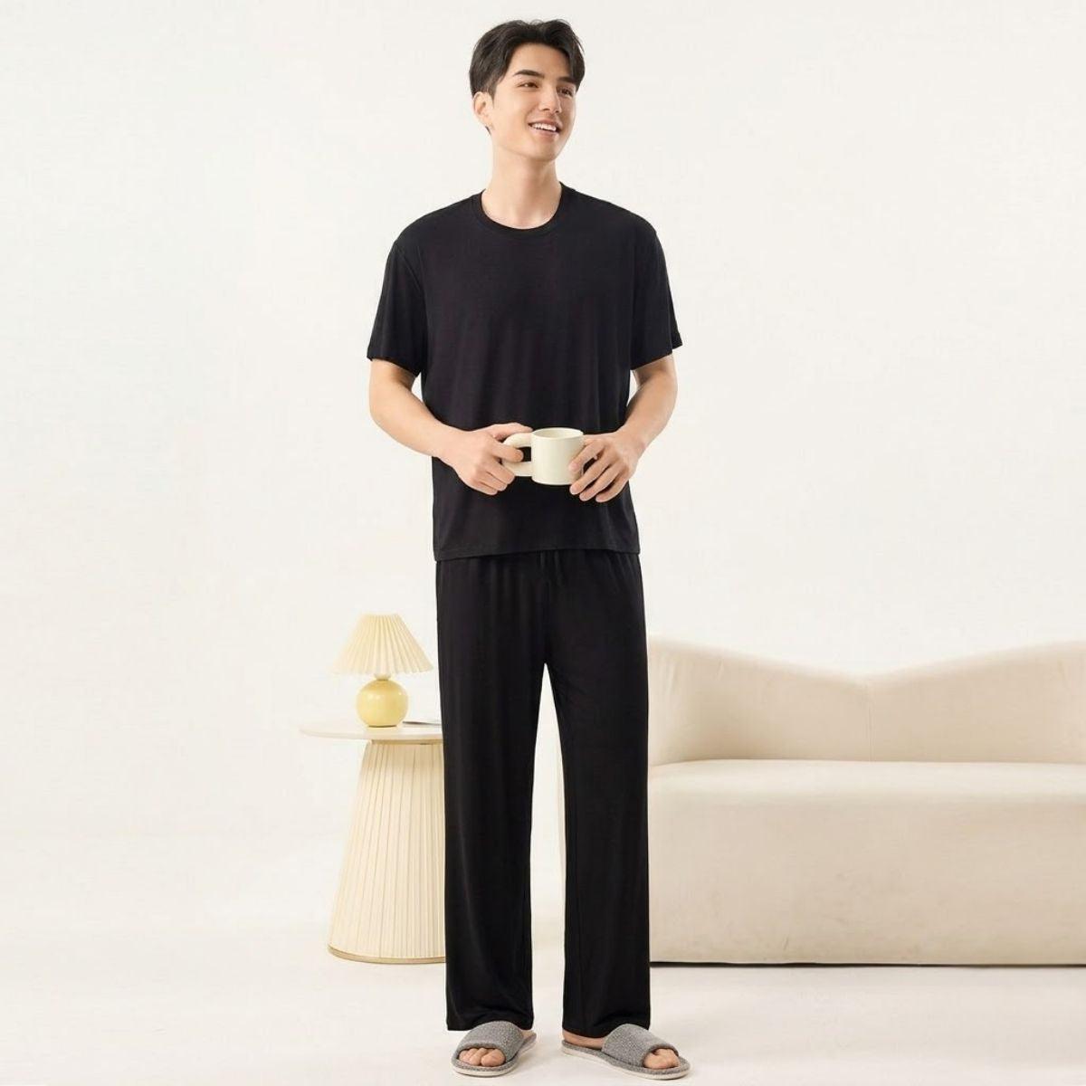 MPJ  Doux Men's Modal Lounge Set - Short Sleeves & Pants (3 Colours, 3 Sizes) - Pupsik Singapore