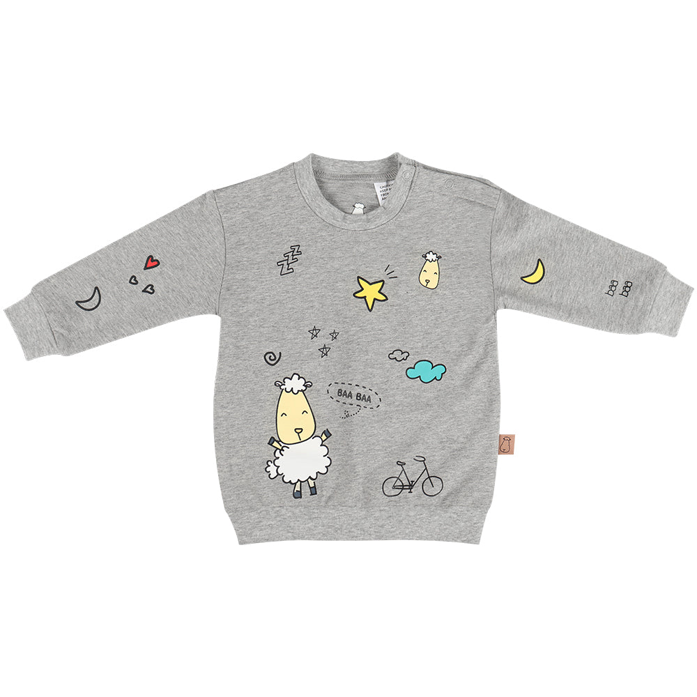 Baa Baa Sheepz Unisex Long Sleeve Sweatshirt - Happy Night Grey