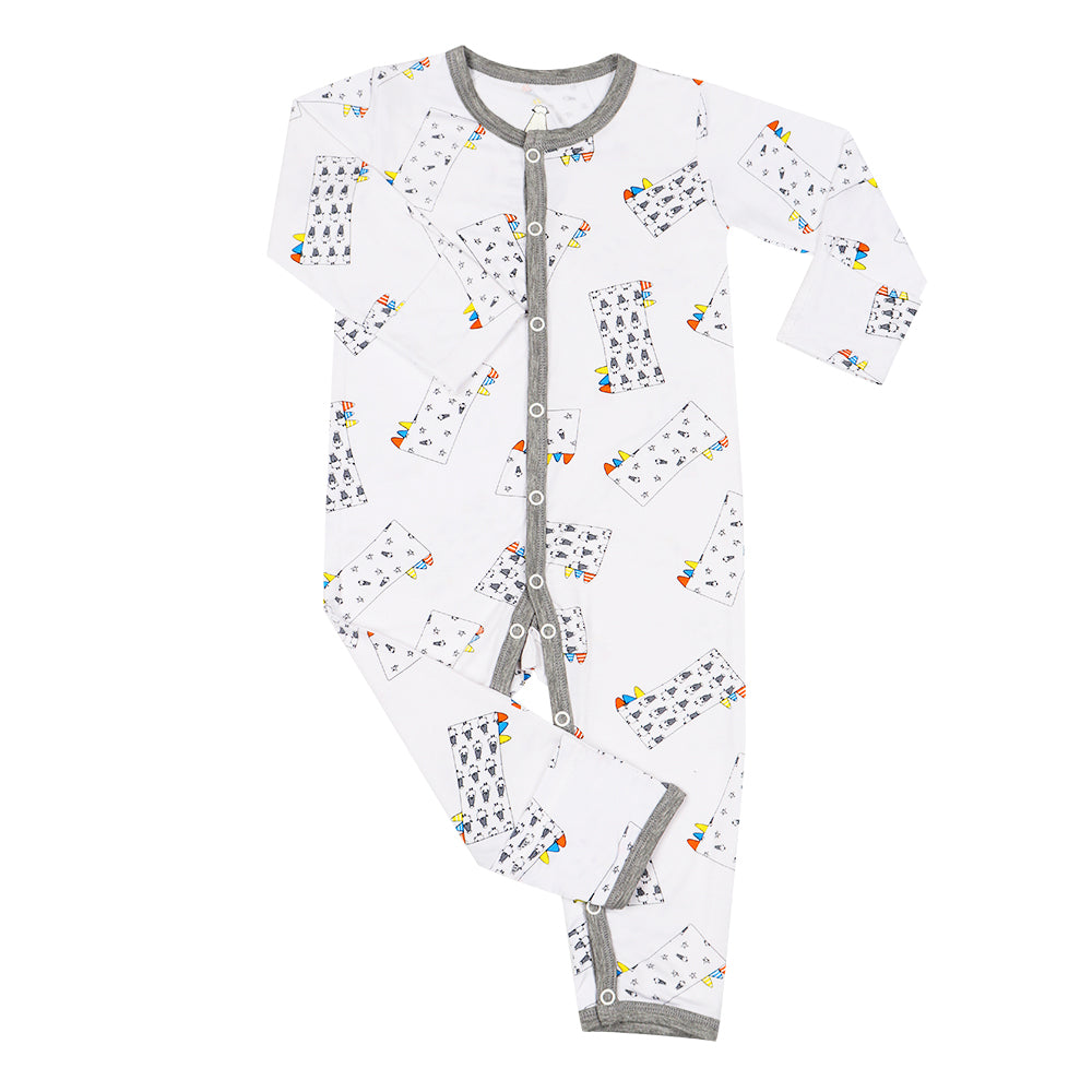 Baa Baa Sheepz Baby Middle Snap Romper - Buddy Me Everywhere Milk