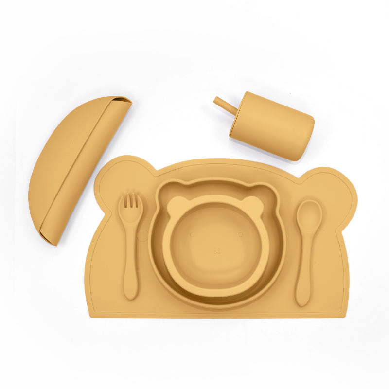 Biomom Silicone Feeding Set, Bear (2 Colors) - Pupsik Singapore