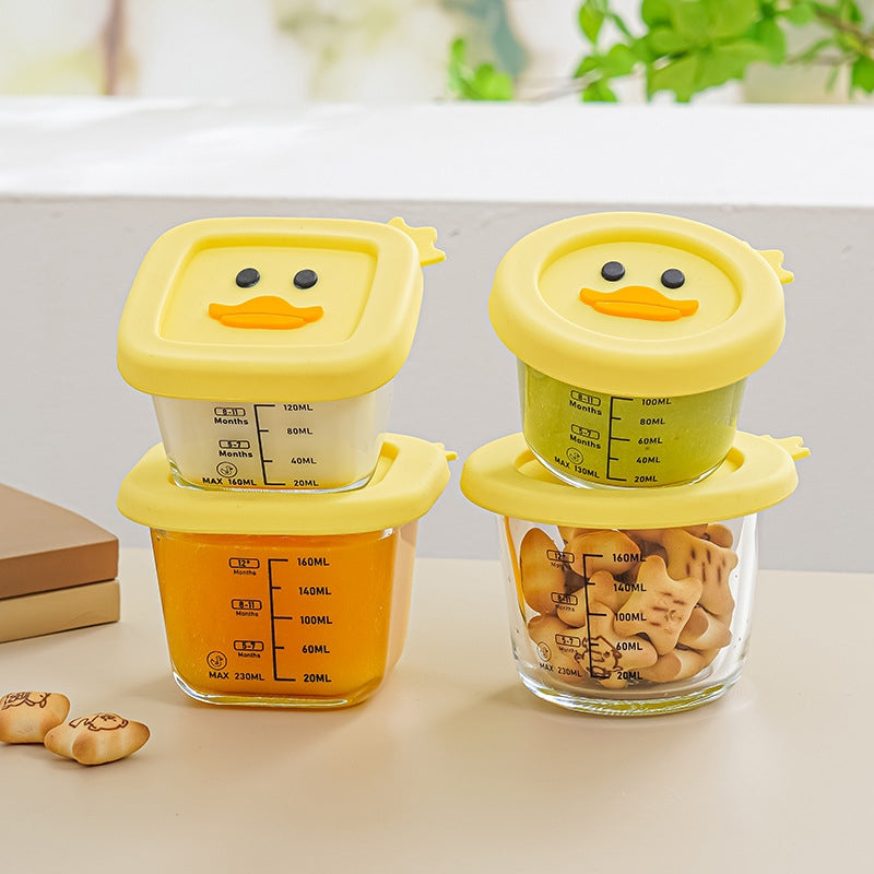 Biomom Glass Portion Food Jar with Lid, 2pk (6 Designs)