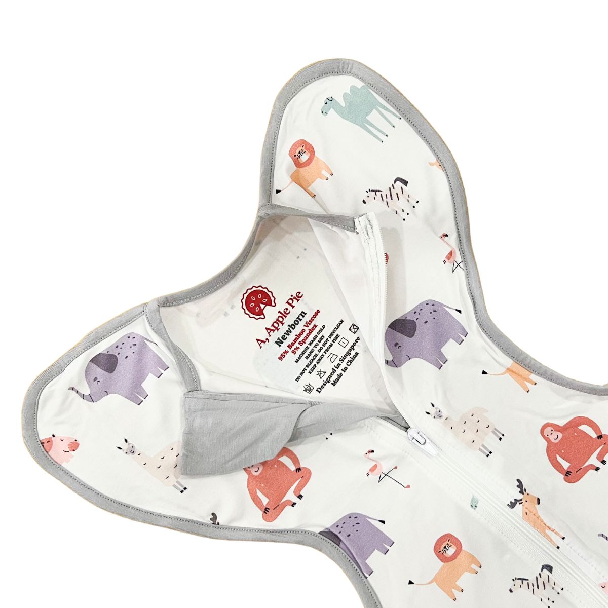 A, Apple Pie Bamboo Swaddle Wearable Blanket - Safari Slumber (3 Sizes)