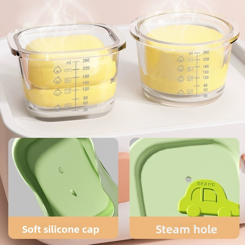 Biomom Glass Portion Food Jar with Lid, 2pk (6 Designs)