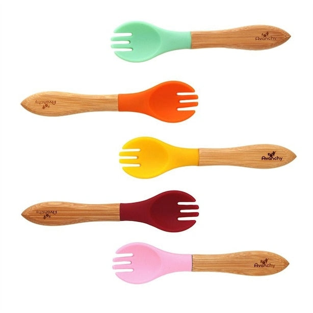 Avanchy Bamboo Baby Forks with Pink (5pk)