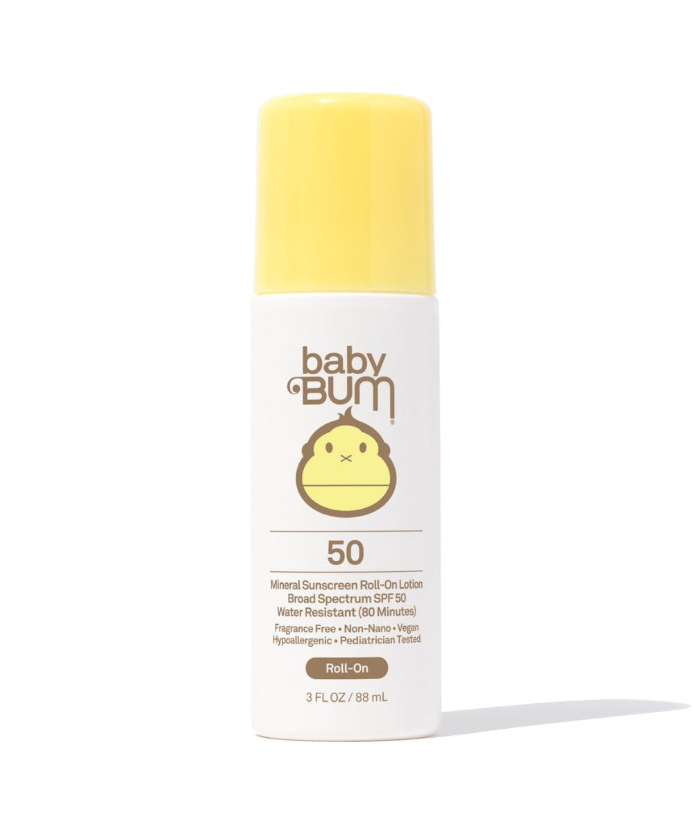 Sun Baby Bum Mineral SPF50 Sunscreen Roll-On Lotion (Fragrance-Free), 3 fl.oz - exp 07/26