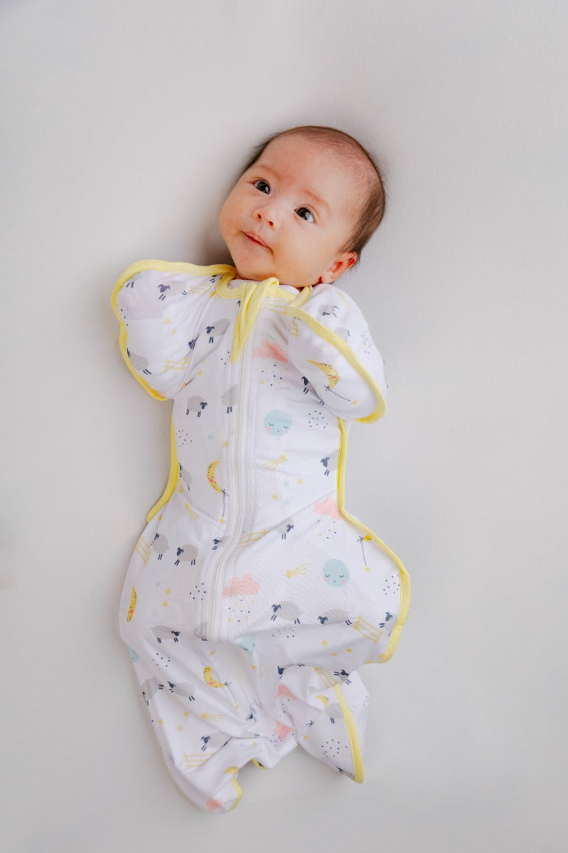 A, Apple Pie Bamboo Swaddle Wearable Blanket - Goodnight Sheep (3 Sizes)