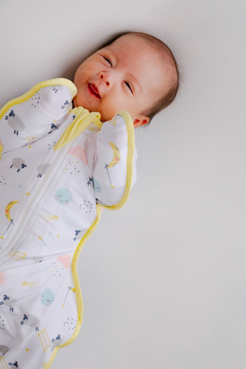 A, Apple Pie Bamboo Swaddle Wearable Blanket - Goodnight Sheep (3 Sizes)