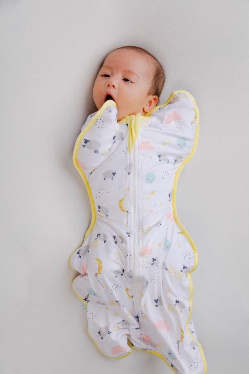 A, Apple Pie Bamboo Swaddle Wearable Blanket - Goodnight Sheep (3 Sizes)